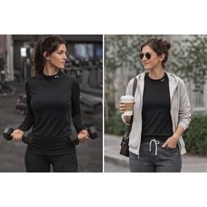 Under Armour ColdGear Fitted Top Black Athletic Base Layer Women‎ L